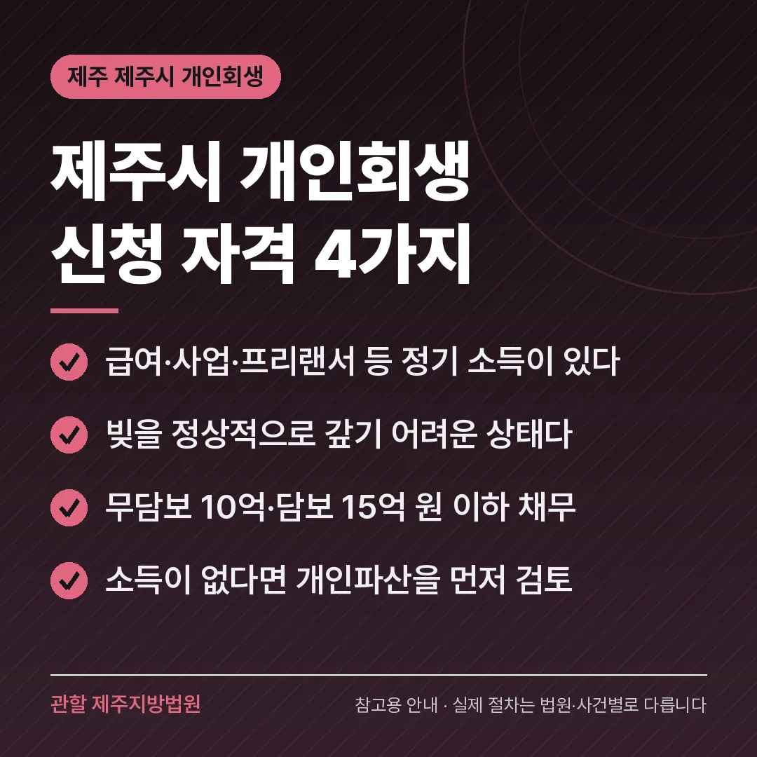 제주 제주시 개인회생 신청 자격 4가지