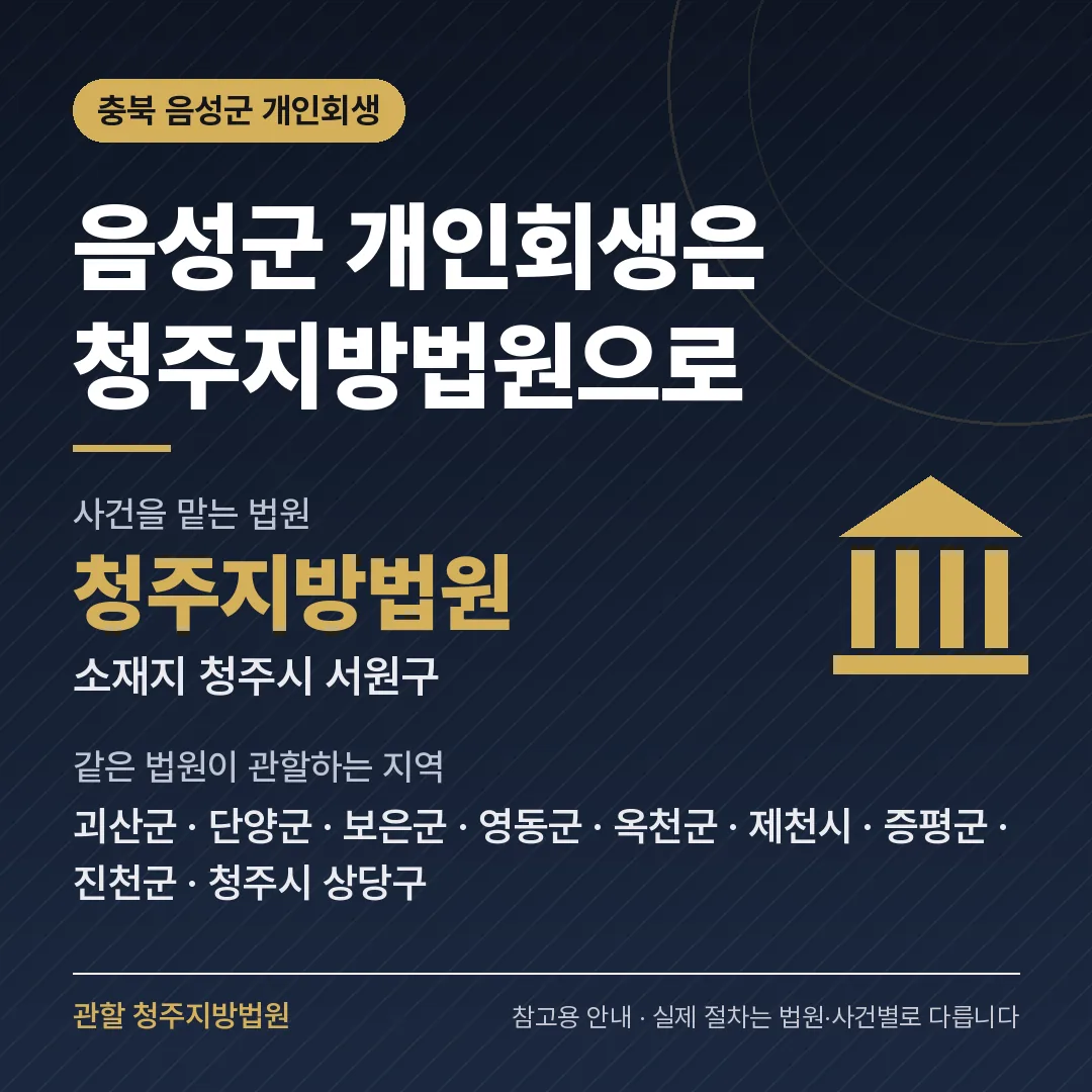 충북 음성군 개인회생 관할 법원 — 청주지방법원
